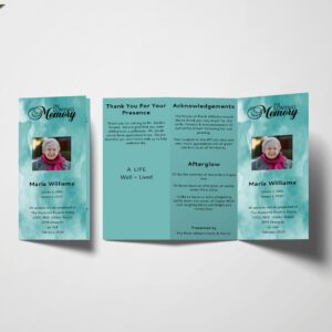 Light Green Trifold Funeral Program Template