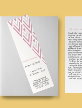 Pink Pattern Funeral Bookmark Template