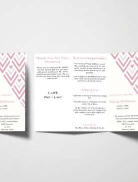 Pink Pattern Trifold Funeral Program Template