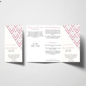 Pink Pattern Trifold Funeral Program Template