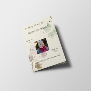 Beige Watercolour Flower Death Announcement Half Page Funeral Program Template