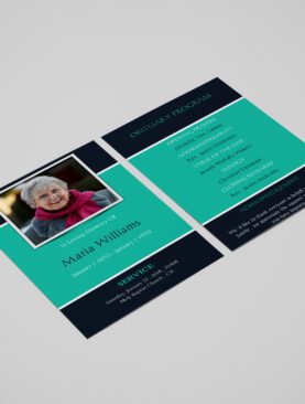 Blue and Green Bordered Photo Funeral Flyer Template
