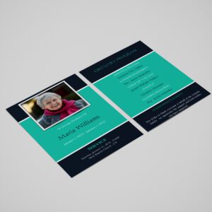 Blue and Green Bordered Photo Funeral Flyer Template