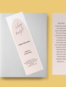 Blush Pastel Arch Funeral Bookmark Template