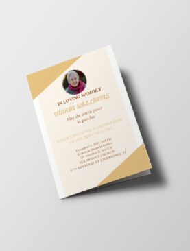 Monochromatic Beige Death Announcement Half Page Funeral Program Template