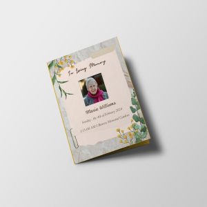 Beige Watercolor Flower Death Announcement Small Size Program