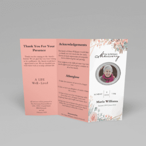 Creative Watercolor Floral Trifold Funeral Program Template