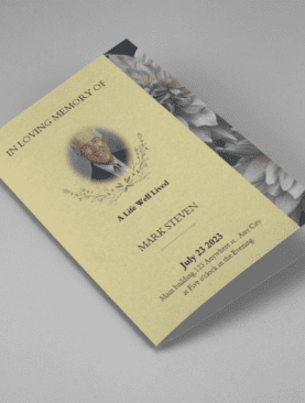 Brown and White Classic Funeral Program Half Page Program