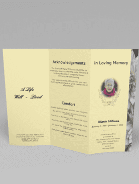 Brown and White Classic Trifold Funeral Program Template