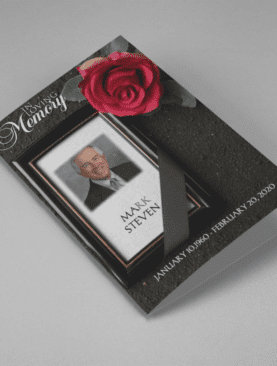 Red Flower Dark Soil Funeral Program Template