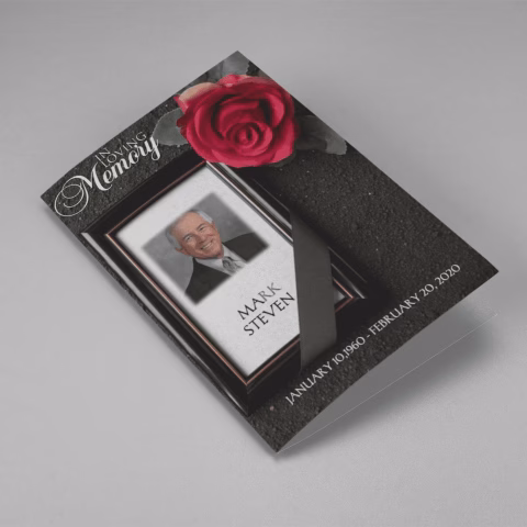 Red Flower Dark Soil Funeral Program Template cover